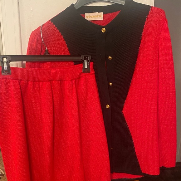 vivanti Jackets & Blazers - Women's Red and Black Sweater Set